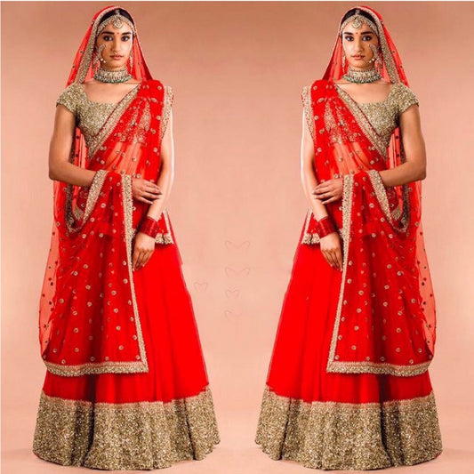 Angel boutique embroidered red wedding lehenga