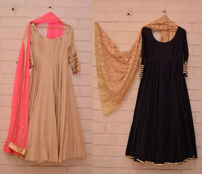 Angel cream and black anarkali suits