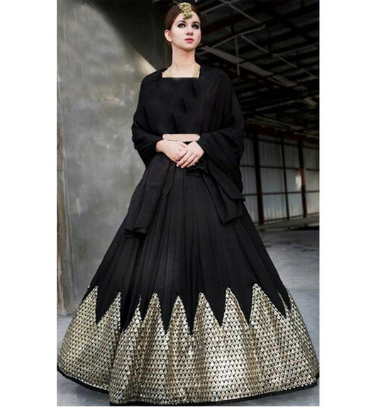 Angel designer embroidered black partywear lehenga