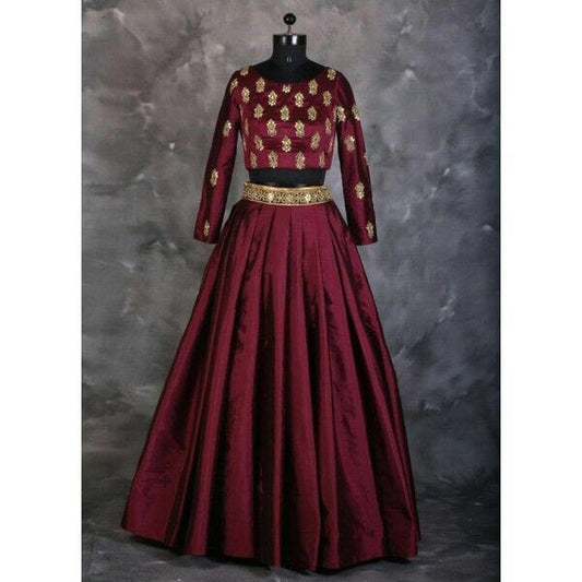 Angel designer maroon embroidered lehenga