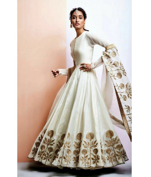 Angel white embroidered wedding anarkali suit