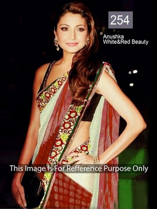 anushka white&red saree
