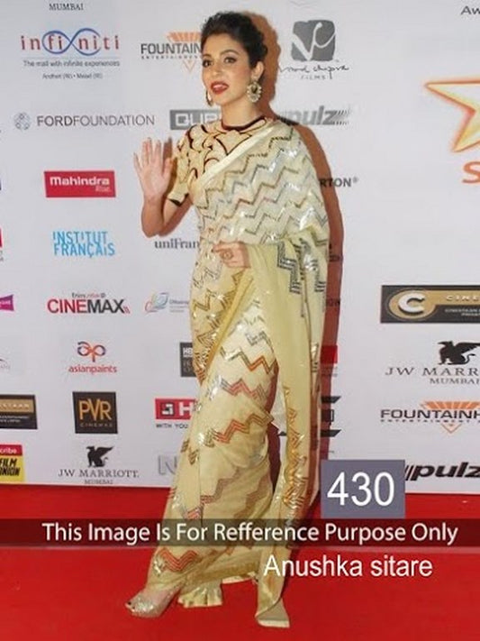 anushka sharma cream bollywood replica saree