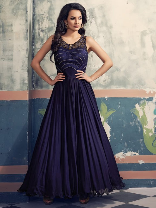 apri gown style blue anarkali suit