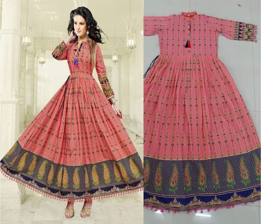 arya peach printed kurti
