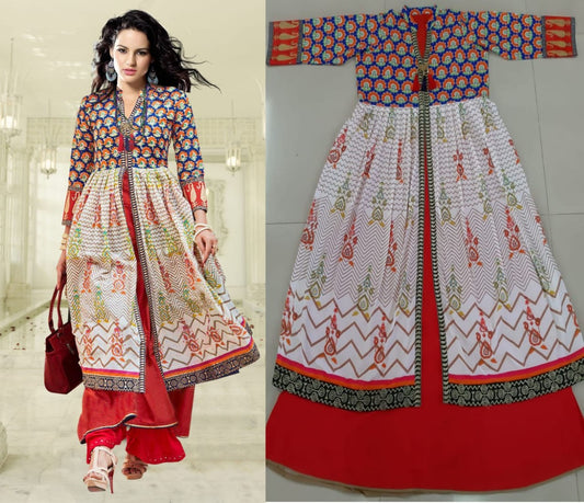arya red and white printed kurti