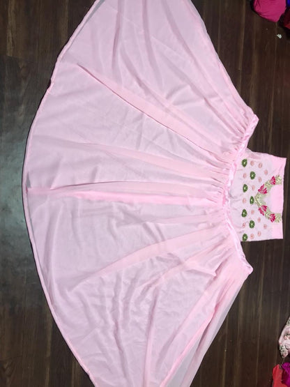 Baby pink georgette beautiful crop top lehenga