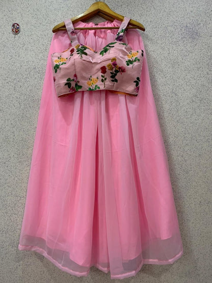 Baby pink georgette girlish lehenga choli