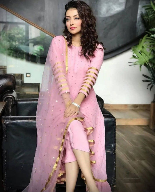 Baby pink georgette salwar suit