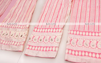 Baby Pink georgette sequence chain stitch shrug suit
