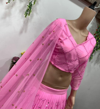 Baby pink georgette sequence work girlish lehenga choli