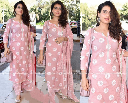 baby pink maslin plazzo suit