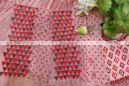Baby pink mono net heavy embroidered wedding lehenga choli