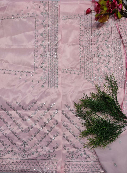 Baby pink soft net sequence embroidered ceremonial lehenga choli