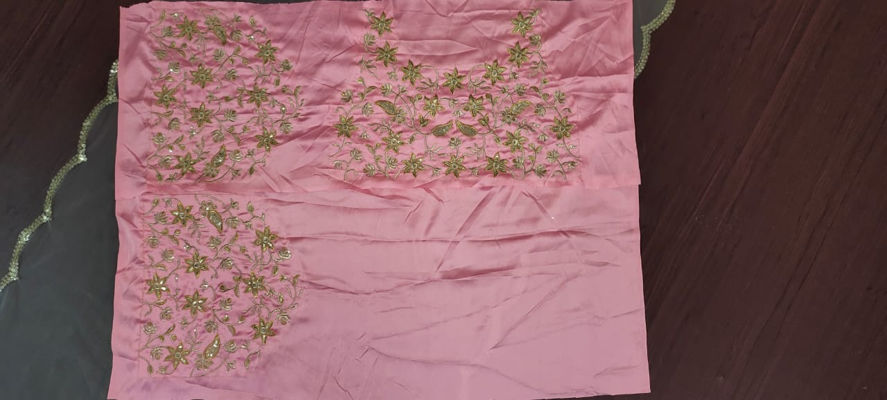 Baby pink soft net sequin embroidery work lehenga choli