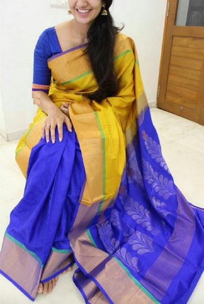 Beautiful Blue Printed Wedding Saree