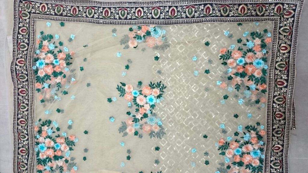 Beautiful bollywood style embroidered stylist saree