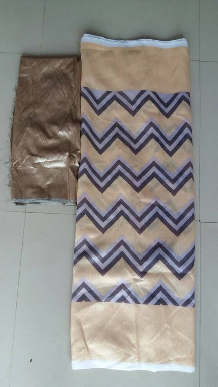 Beautiful Cream Printed Festival Saree