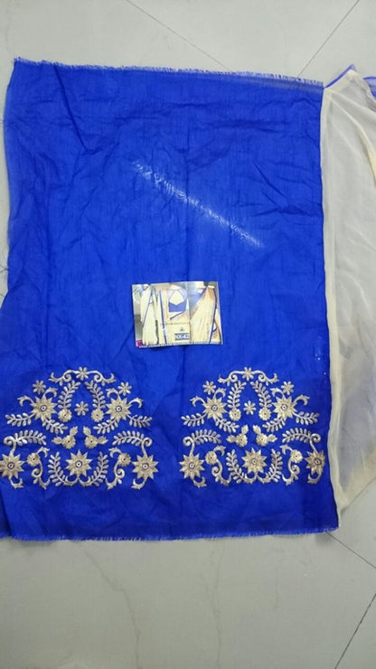 Beautiful cream saree with fancy blouse