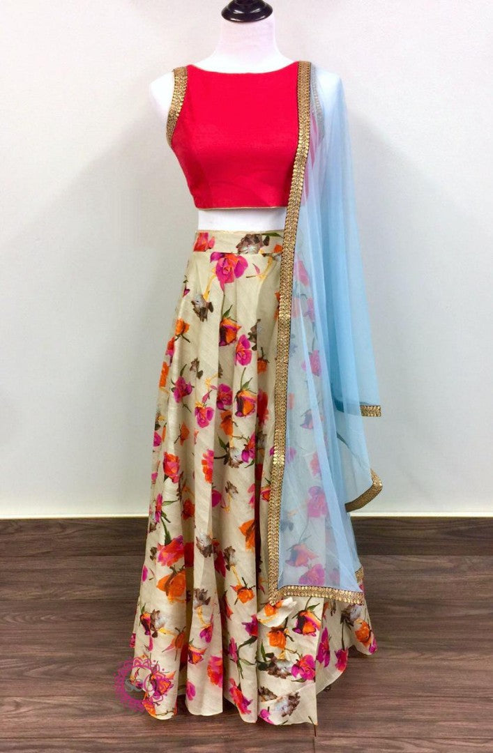 Beautiful digital printed satin banglory festival wear lehenga choli