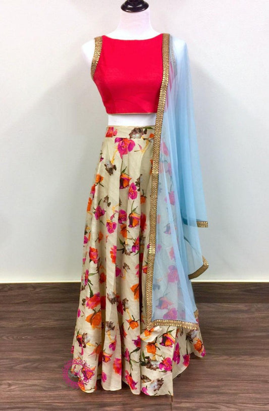 Beautiful digital printed satin banglory festival wear lehenga choli