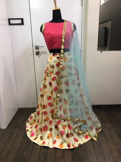 Beautiful digital printed satin banglory festival wear lehenga choli