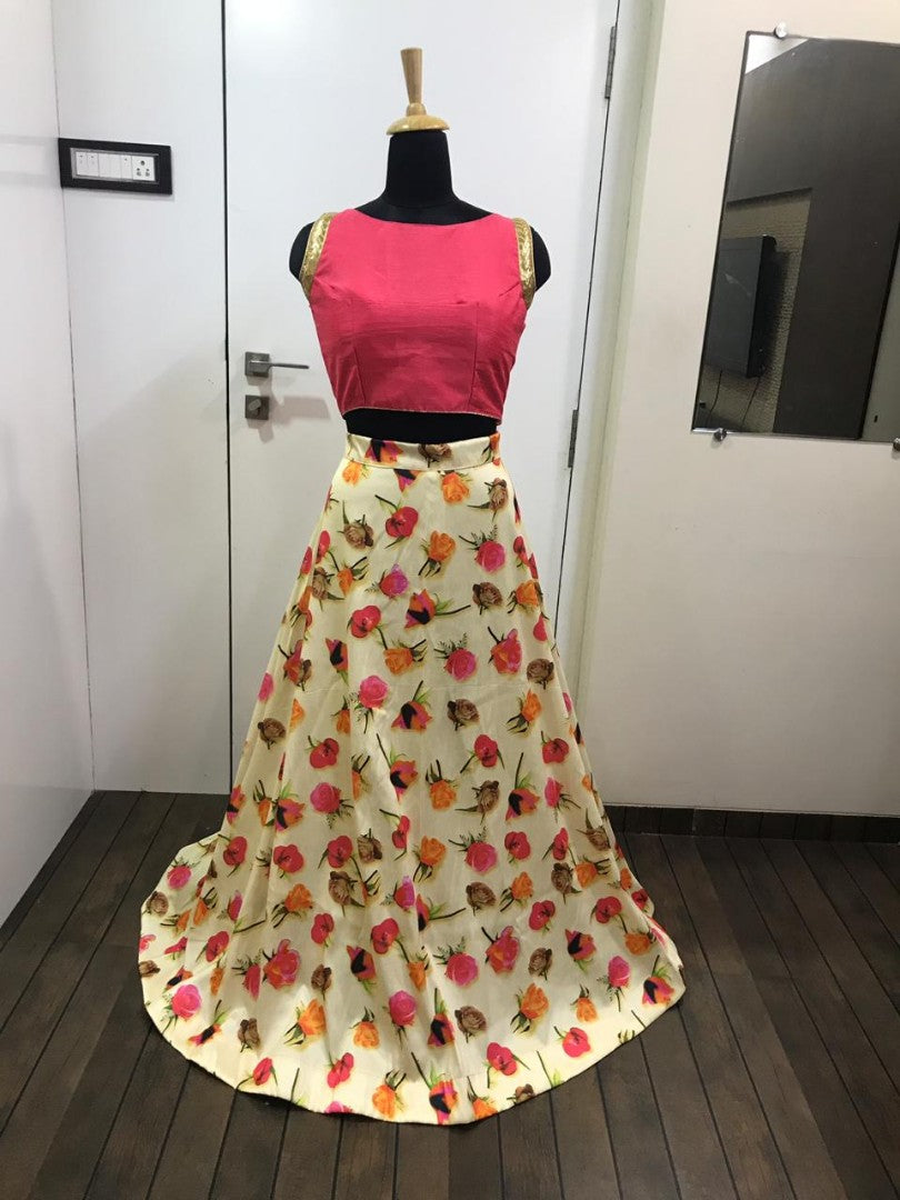 Beautiful digital printed satin banglory festival wear lehenga choli