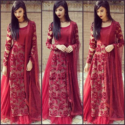 Beautiful embroidered Maroon Party wear lehenga