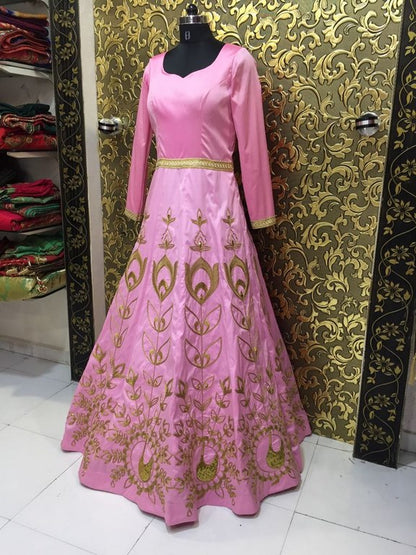 Beautiful embroidered pink wedding anarkali suit