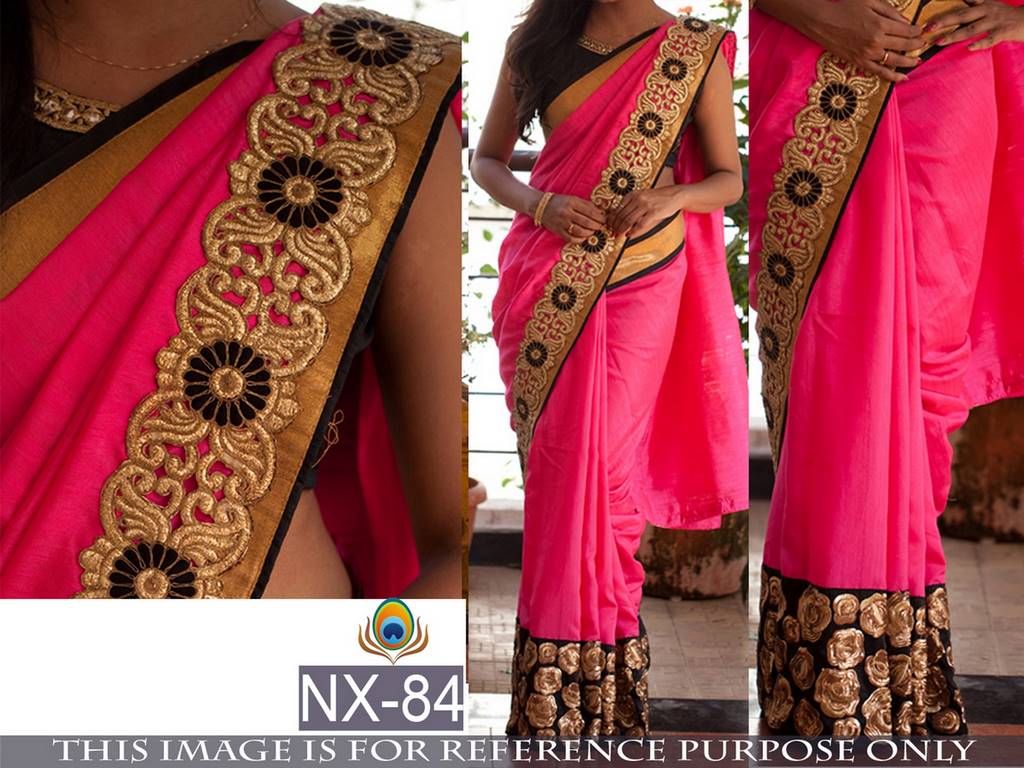 Beautiful embroidered pink wedding saree