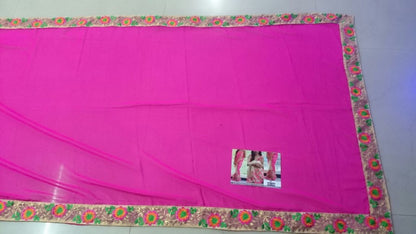 Beautiful embroidered pink wedding saree