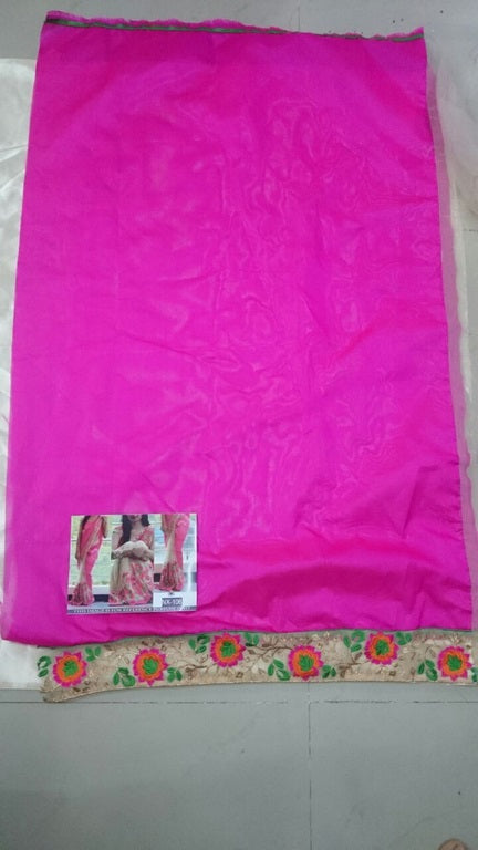 Beautiful embroidered pink wedding saree