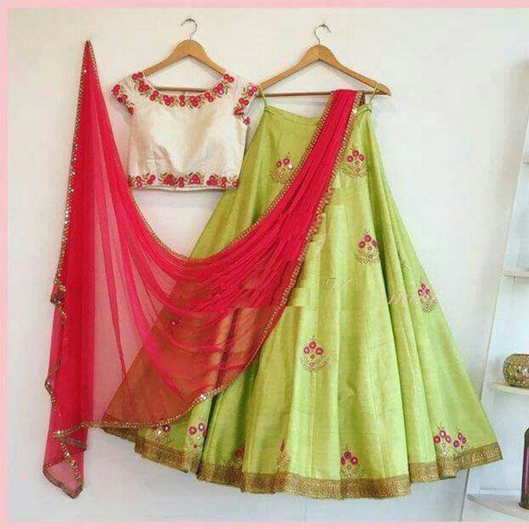 Beautiful embroidered pista green lehenga