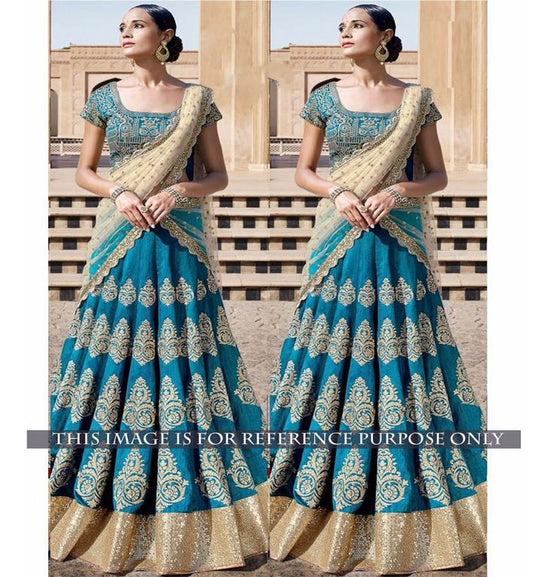 Beautiful embroidered rama wedding lehenga
