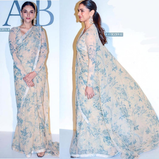 beautiful floral digital printed georgette saree