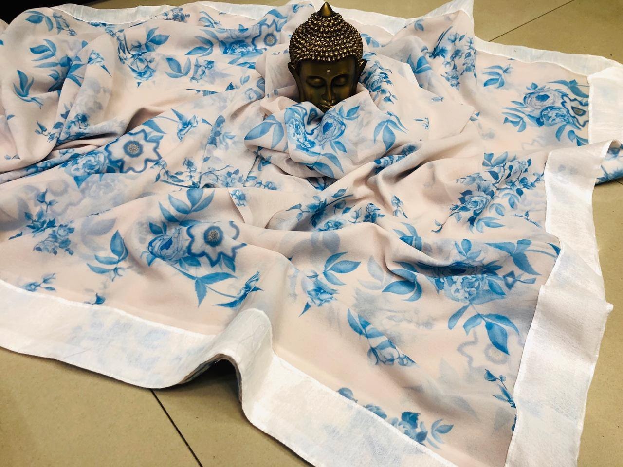 beautiful floral digital printed georgette saree