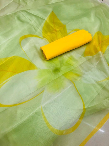 Beautiful floral digital printed organza saree