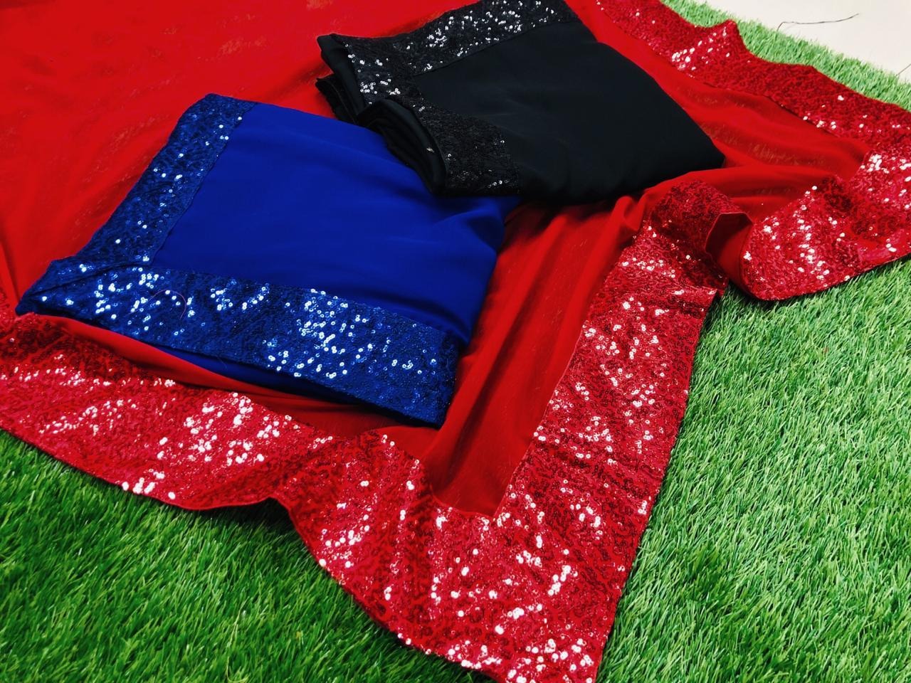 Beautiful georgette sequence work border partywear saree