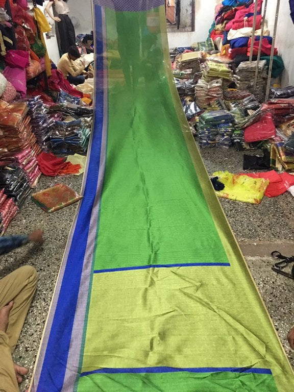 Beautiful Green & Blue Printed Wedding Saree