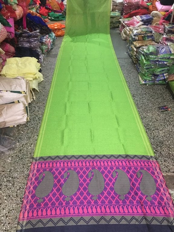 Beautiful Green Pista Printed Wedding Saree