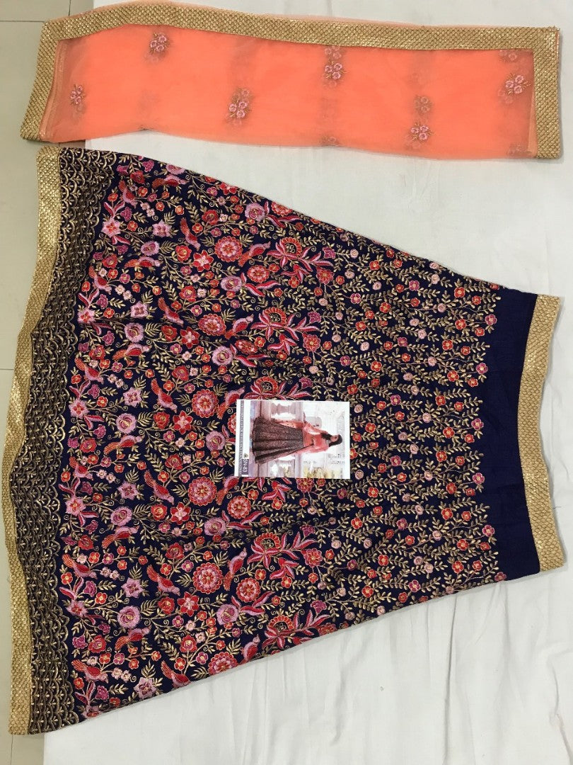 Beautiful heavy embroidered blue bridal wedding lehenga