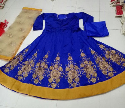 Beautiful karishma blue embriodered anarkali suit