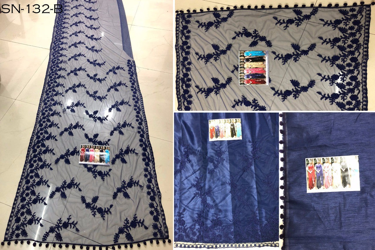 Beautiful mono net embroidered partywear saree