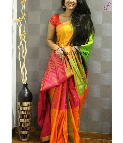 Beautiful Multicolor Printd Festival Saree