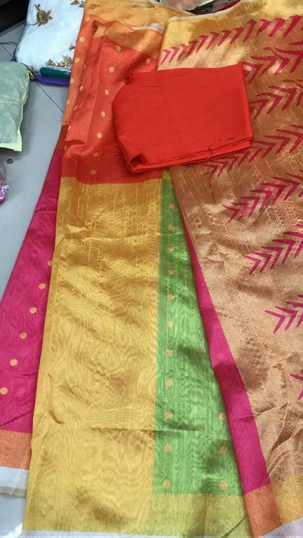 Beautiful Multicolor Printd Festival Saree