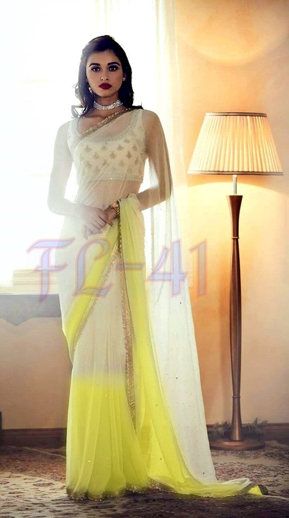 Beautiful multicolor shaded lace border stone work saree