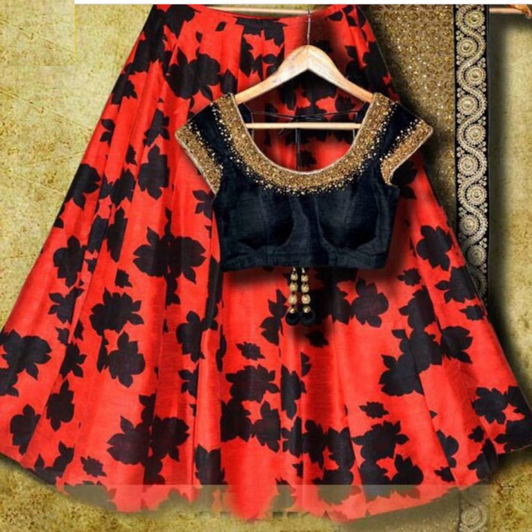 Beautiful Orange printed Ceremonial lehenga
