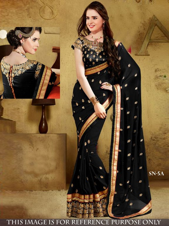 Beautiful partywear embroidered black saree