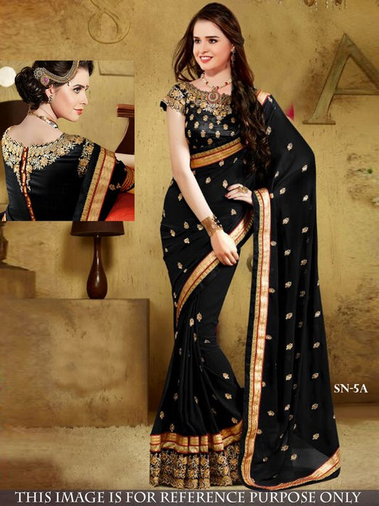 Beautiful partywear embroidered black saree