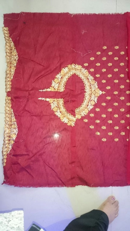 Beautiful partywear embroidered maroon saree